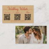 Carte D'accompagnement Code QR triple RSVP pour site web de mariage avec (Devant / Derrière)