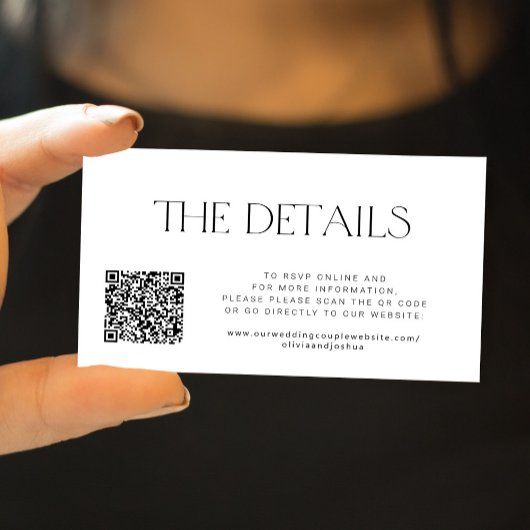 Carte D'accompagnement Code QR vers les détails du mariage pour les invit