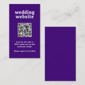 Carte D'accompagnement Code QR violet de police rétro pour mariage modern (Devant / Derrière)
