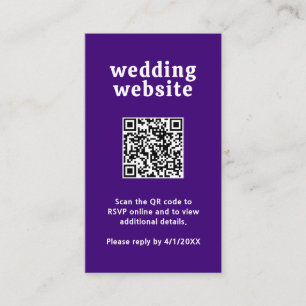 Carte D'accompagnement Code QR violet de police rétro pour mariage modern