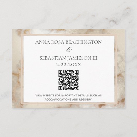 Carte D'accompagnement *~* Code QR Website AR2 Marbre Wedding RSVP (Dos)