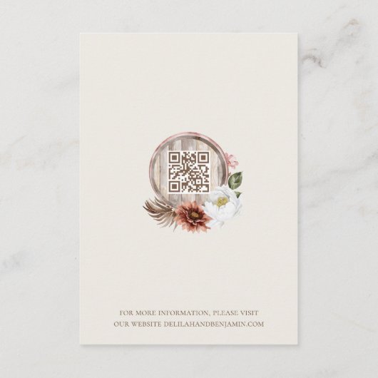 Carte D'accompagnement Code robe complet Floral Western Boots Mariage (Dos)