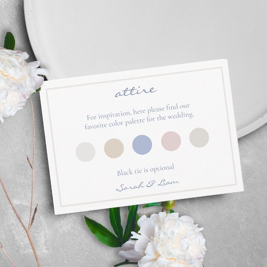 Carte D'accompagnement Code robe complet Pastels Mariage RSVP