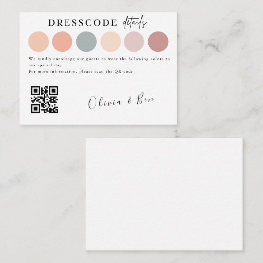 Carte D'accompagnement Code robe couleur de mariage élégant Insertion (Devant / Derrière)