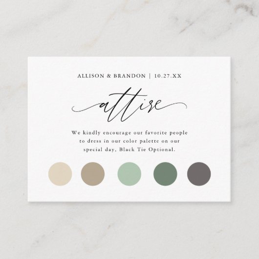 Carte D'accompagnement Code robe couleur de mariage élégant Insertion (Devant)