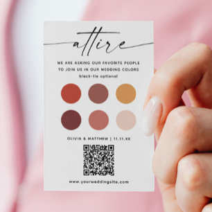 Carte D'accompagnement Code robe mariage de automne - Palette de couleurs