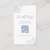 Carte D'accompagnement Code RSVP QR de mariage bleu français (Devant)