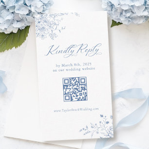 Carte D'accompagnement Code RSVP QR de mariage bleu français