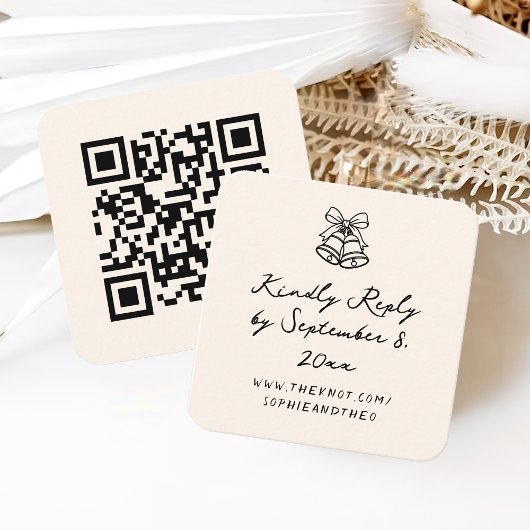 Carte D'accompagnement Code RSVP Qr. de mariage irrégulier tiré à la main