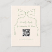 Carte D'accompagnement Code RSVP Qr de mariage vert avec la main tirée (Devant)