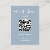 Carte D'accompagnement Code RSVP QR du script élégant bleu Dusty (Devant)
