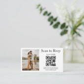 Carte D'accompagnement code rsvp qr élégant photo mariage simple (Debout devant)