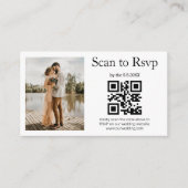 Carte D'accompagnement code rsvp qr élégant photo mariage simple (Devant)