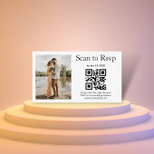 Carte D'accompagnement code rsvp qr élégant photo mariage simple