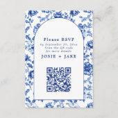 Carte D'accompagnement Code RSVP qr pour le logiciel inspiré Blue Floral (Devant)