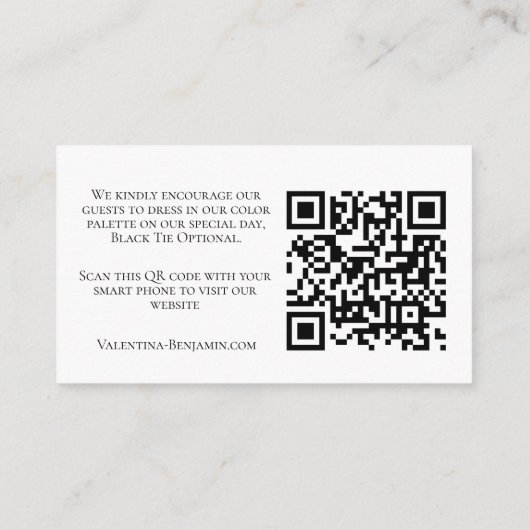 Carte D'accompagnement Code vestimentaire de la tenue mariage insérer le  (Dos)