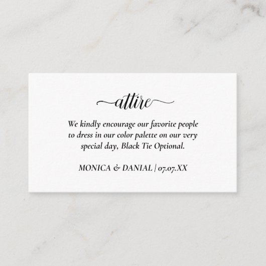 Carte D'accompagnement Code vestimentaire du mariage (Devant)