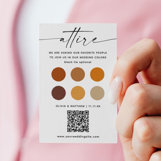 Carte D'accompagnement Code vestimentaire mariage de automne + Code QR | 