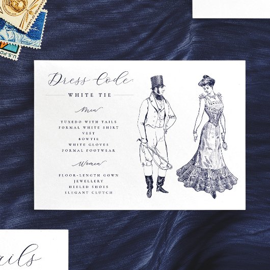 Carte D'accompagnement Code vestimentaire mariage Dessins élégants vintag