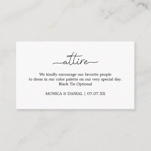 Carte D'accompagnement Code vestimentaire Mariage moderne (Devant)