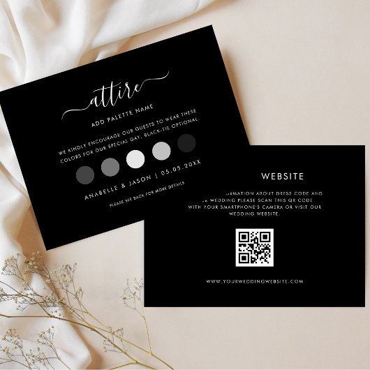 Carte D'accompagnement Code vestimentaire Mariage noir Attente pour invit