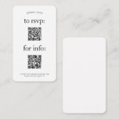 Carte D'accompagnement Codes QR simple 2 RSVP et Mariage d'information (Devant / Derrière)