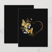 Carte D'accompagnement Coeur aux papillons d'or (Devant / Derrière)