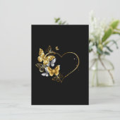 Carte D'accompagnement Coeur aux papillons d'or (Debout devant)