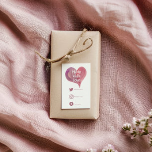 Carte D'accompagnement Coeur d'aquarelle rose, fait d'amour liens sociaux