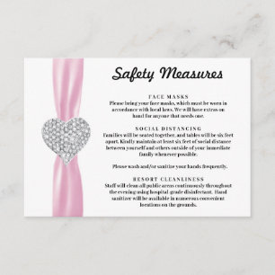 Carte D'accompagnement Cœur de Diamant Ruban Rose Mesures de Sécurité