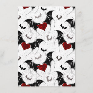 Carte D'accompagnement Coeur d'Halloween avec ailes de chauve-souris noir
