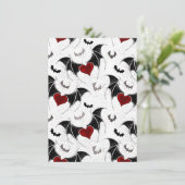 Carte D'accompagnement Coeur d'Halloween avec ailes de chauve-souris noir (Debout devant)