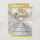 Carte D'accompagnement Coeur & Doves, Code QR - Blanc/Or (Devant / Derrière)