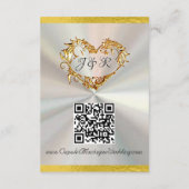 Carte D'accompagnement Coeur & Doves, Code QR - Blanc/Or (Dos)