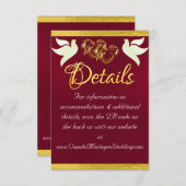 Carte D'accompagnement Coeur & Doves, Code QR - Bourgogne/Or (Devant / Derrière)