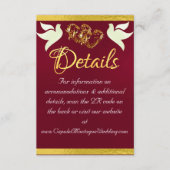 Carte D'accompagnement Coeur & Doves, Code QR - Bourgogne/Or (Devant)