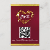 Carte D'accompagnement Coeur & Doves, Code QR - Bourgogne/Or (Dos)