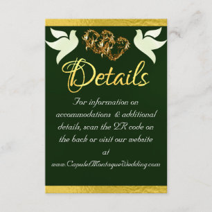 Carte D'accompagnement Coeur & Doves, Code QR - Emerald/Gold