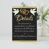 Carte D'accompagnement Coeur & Doves, Code QR - Noir/Or (Debout devant)