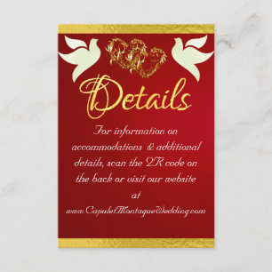 Carte D'accompagnement Coeur et colombes, Code QR - Crimson/Or