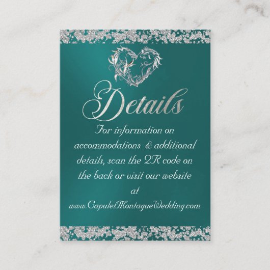 Carte D'accompagnement Coeur et Parties scintillant romantique, Code QR s (Devant)