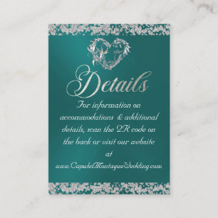 Carte D'accompagnement Coeur et Parties scintillant romantique, Code QR s