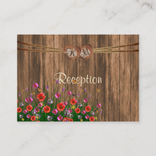 Carte D'accompagnement Coeur Monogramme avec Fleurs sauvages - Réception