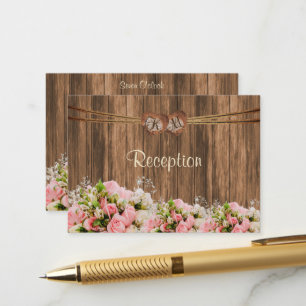 Carte D'accompagnement Coeur monogramme avec roses roses roses roses et b