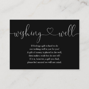 Carte D'accompagnement Cœur noir et blanc Script Souhaitant un mariage bi