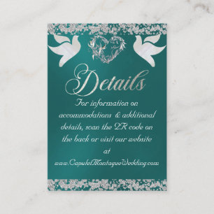 Carte D'accompagnement Coeur romantique, colombe et Parties scintillant, 