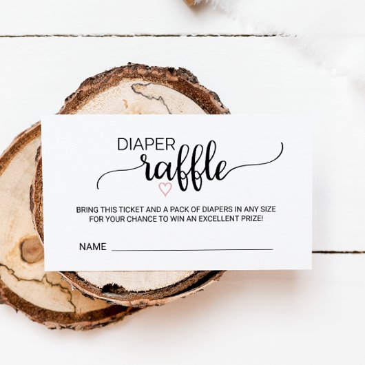 Carte D'accompagnement Coeur rose Noir Calligraphie Diaper Insertion