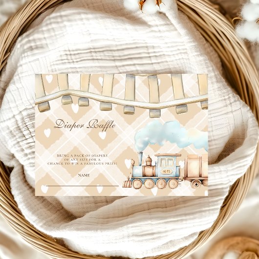 Carte D'accompagnement Coeurs aquarelle Train douche Diapper Raffle