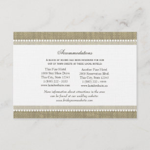 Carte D'accompagnement Coeurs chères Burlap Regarder les directions Insér