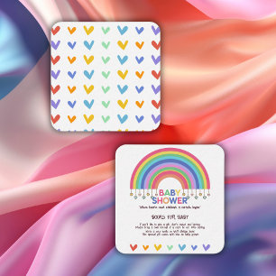 Carte D'accompagnement Coeurs colorés Rencontrez Baby shower arc-en-ciel 